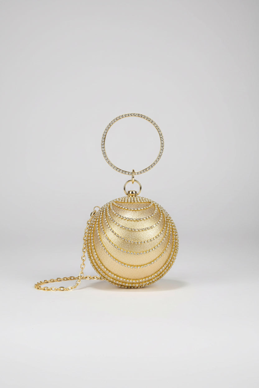 Rhinestone Round Party Clutch