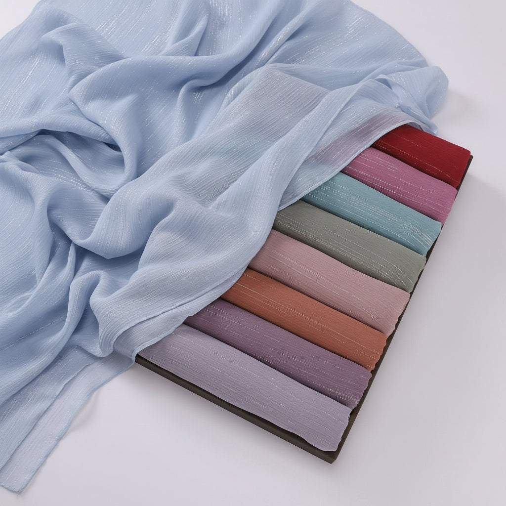 Effortless Grace Scarf Silver Crinkle Chiffon Hijab (MH153)