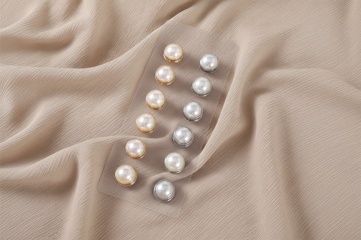 Pearl Magnetic Hijab Brooches — Set of 12
