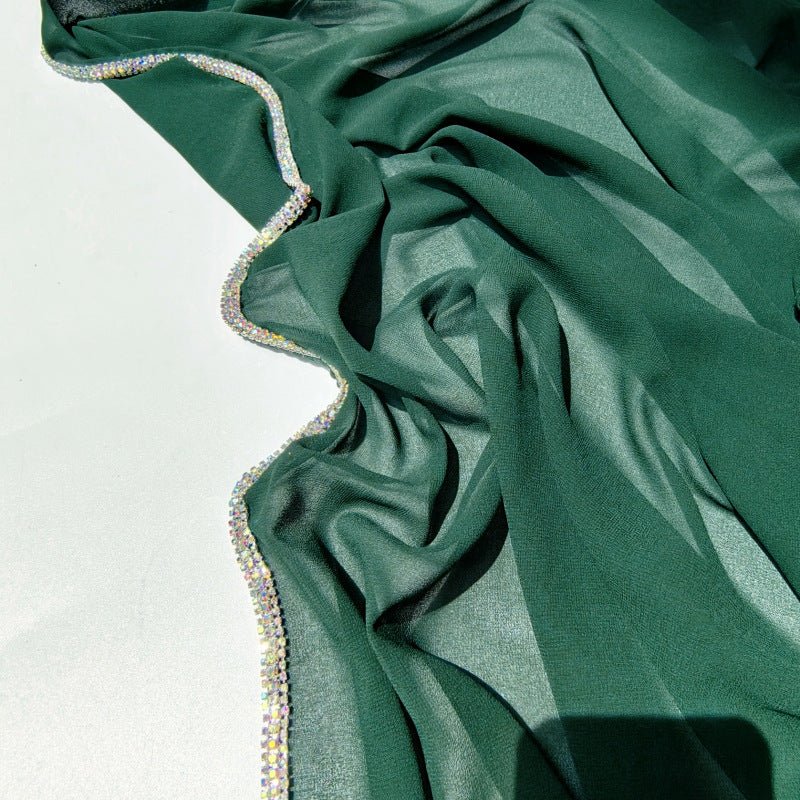Diamond-Trimmed Chiffon Hijab