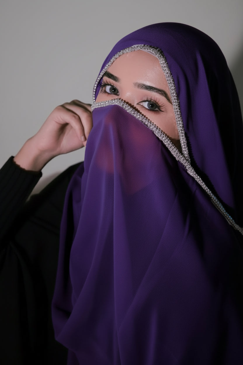 Diamond-Trimmed Chiffon Hijab