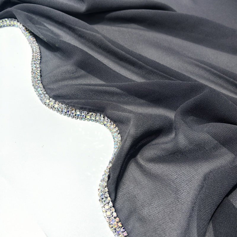 Diamond-Trimmed Chiffon Hijab