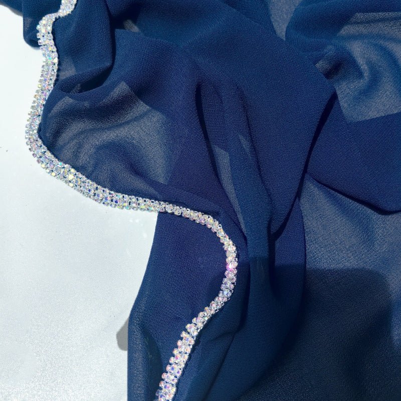 Diamond-Trimmed Chiffon Hijab