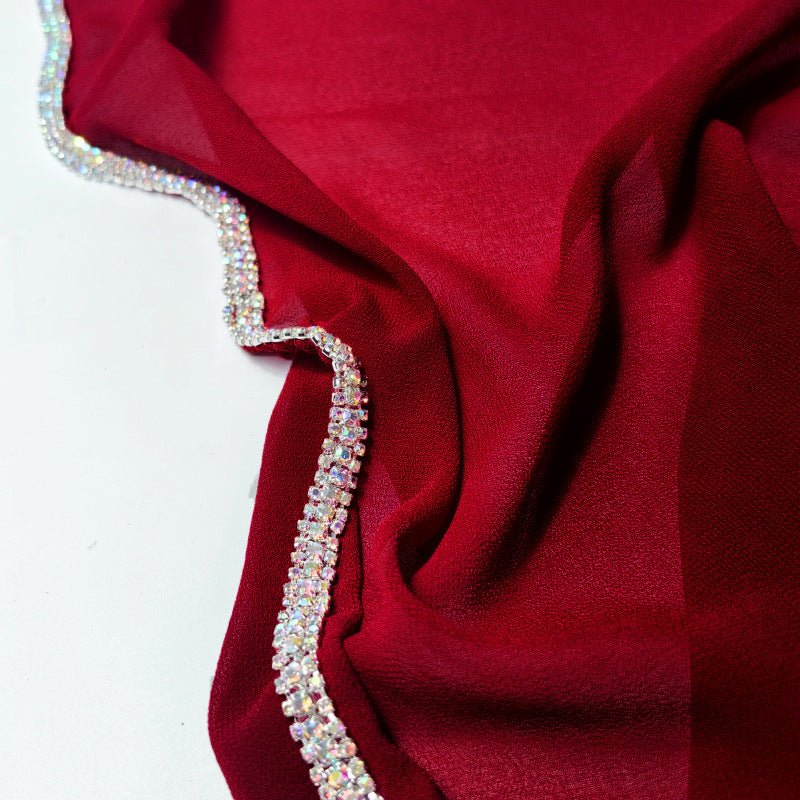 Diamond-Trimmed Chiffon Hijab