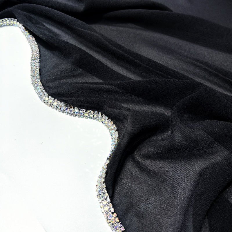 Diamond-Trimmed Chiffon Hijab