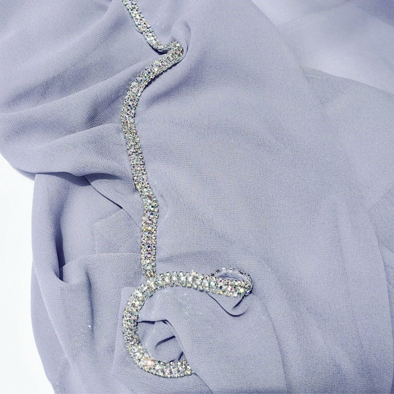 Diamond-Trimmed Chiffon Hijab