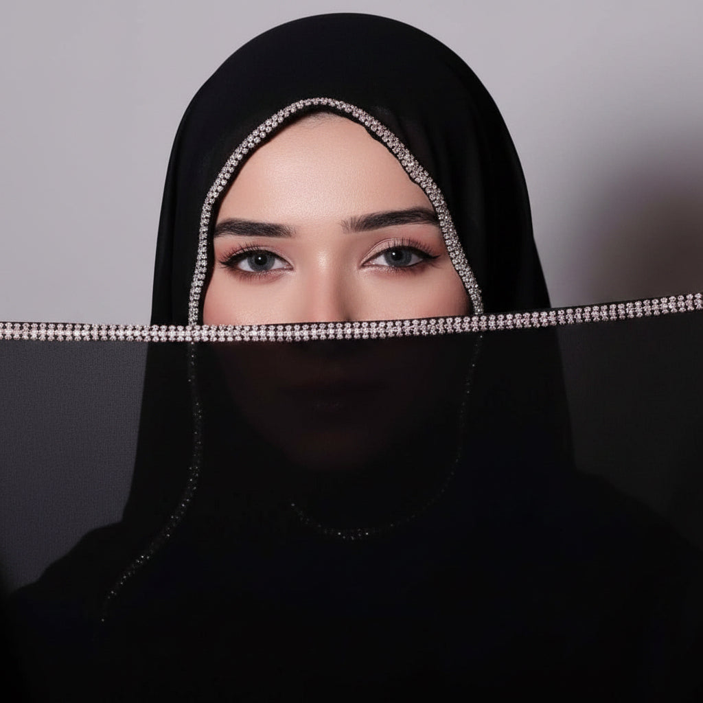 Diamond-Trimmed Chiffon Hijab