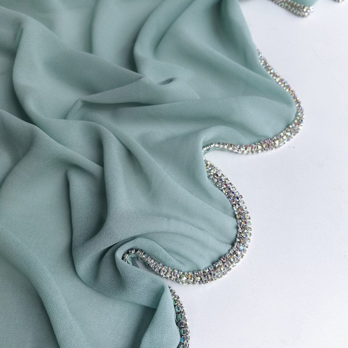Diamond-Trimmed Chiffon Hijab