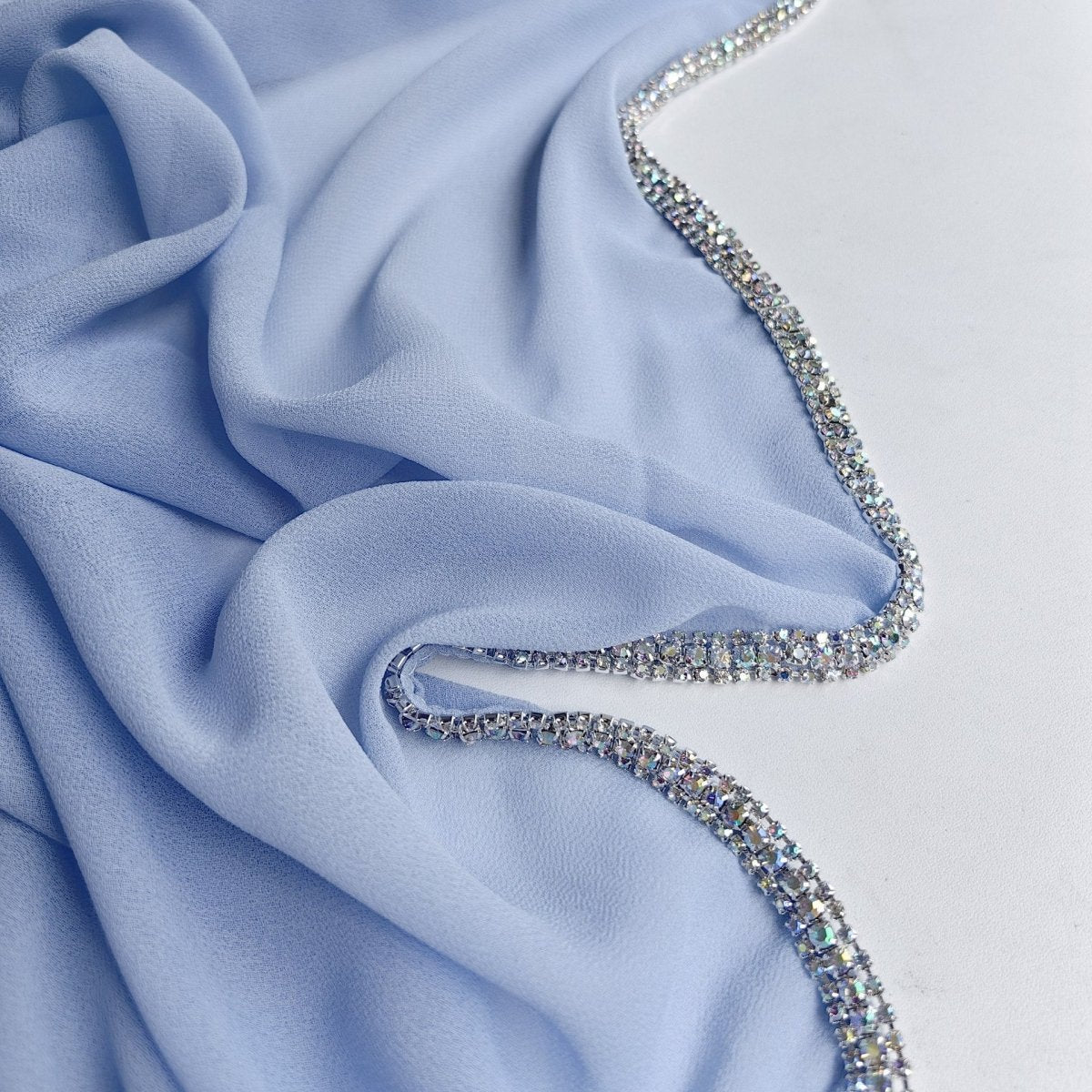 Diamond-Trimmed Chiffon Hijab