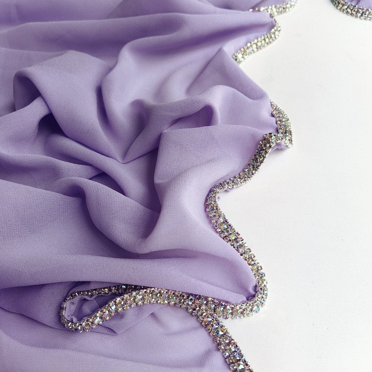 Diamond-Trimmed Chiffon Hijab