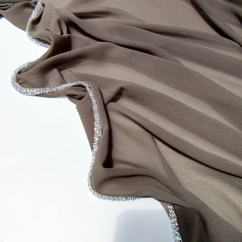 Diamond-Trimmed Chiffon Hijab