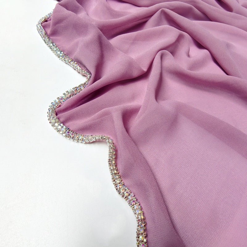 Diamond-Trimmed Chiffon Hijab